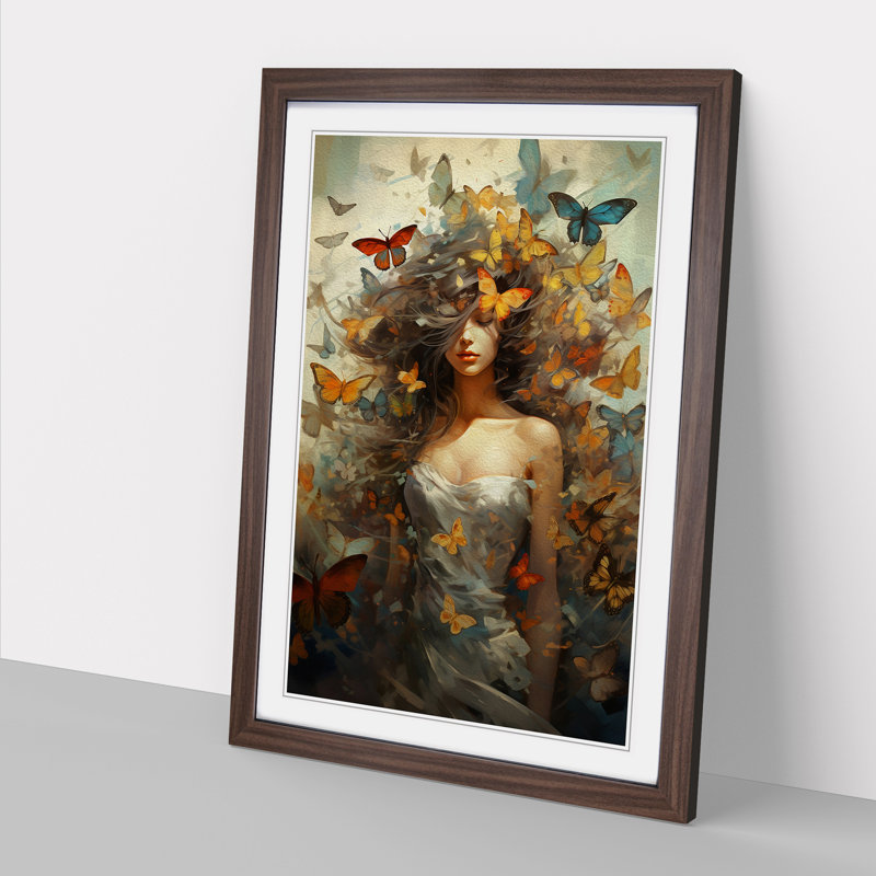 Butterfly Conceptual Art - Framed Print, 64cm H x 46cm W x 2cm D, Walnut Framed