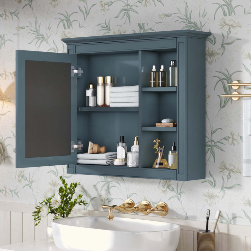 Armoire à pharmacie, armoire de rangement de salle de bain murale, armoire de salle de bain moderne avec miroir, armoire à pharmacie, armoire à miroir avec 3 tablettes ouvertes