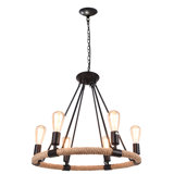 Lustre en roue de chariot à 6 lumières