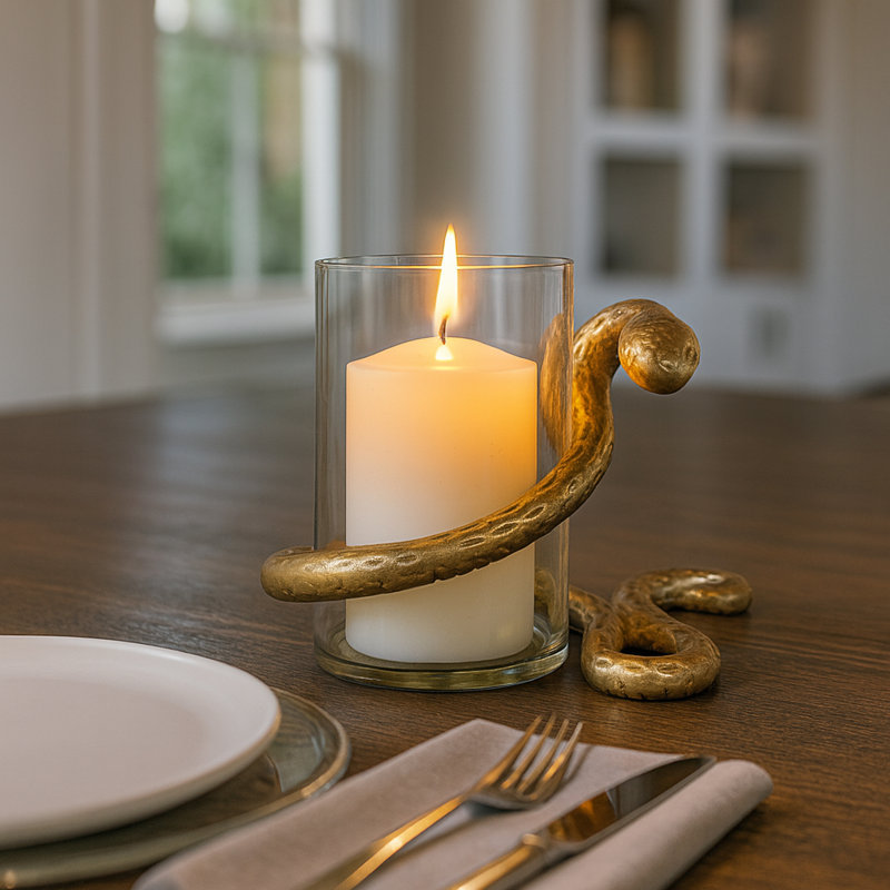 Porte-bougie moderne en métal Snakearound