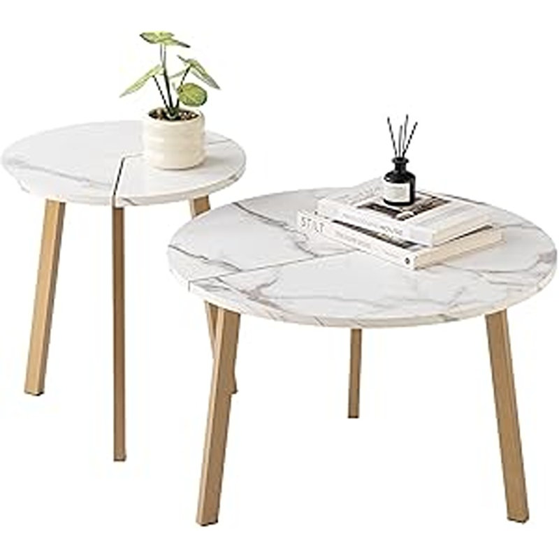 Ensemble de 2 tables basses gigognes, tables gigognes rondes
