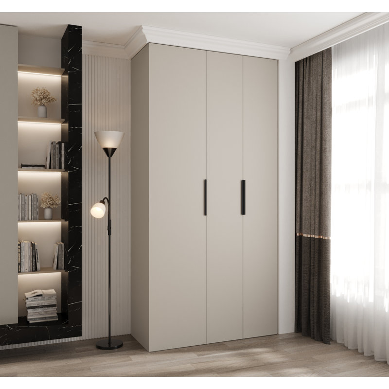 Wardrobe Moko 4, Cashmere/Gold, 245,5cm H x 120cm W x 50cm D