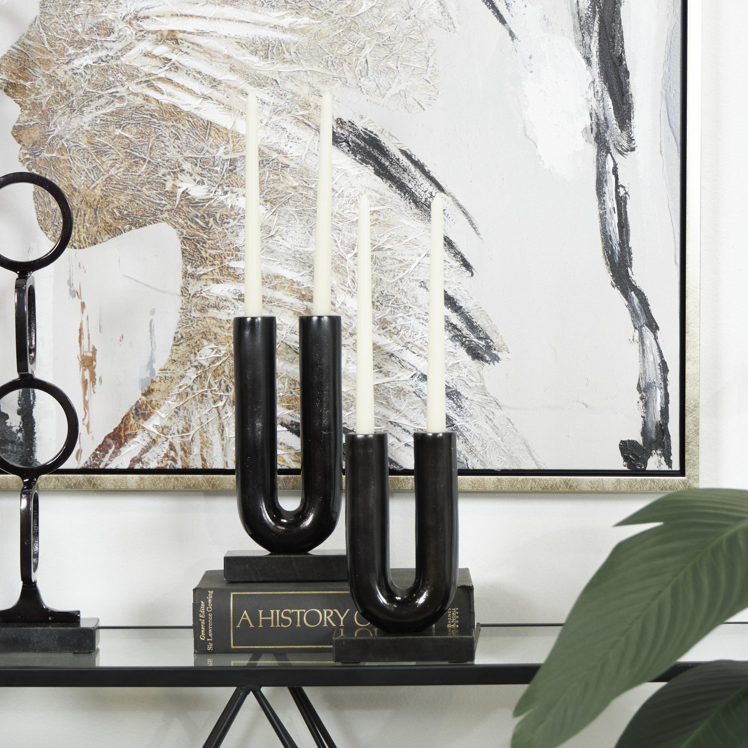 Newfields Genuine Marble Candlestick Holder, Black