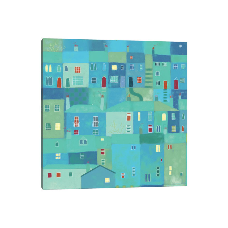 Blue Town From The Steps 1 Piece Wrapped Canvas Wall Art, 93.98cm H x 93.98cm W