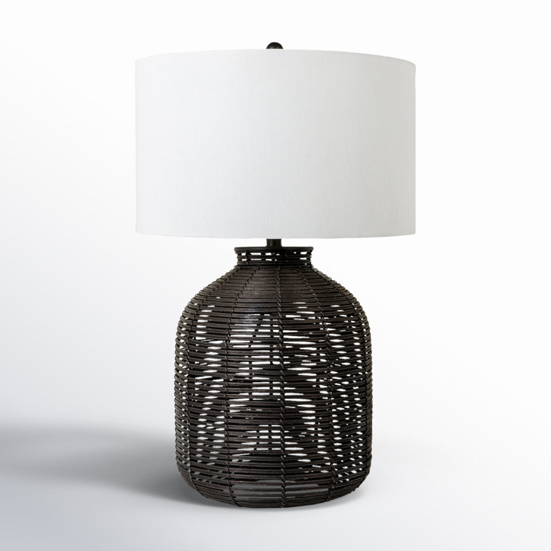 Wicker/Rattan Table Lamp, Black