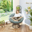 Chaise papasan pivotante en osier avec coussin vert clair-300834343