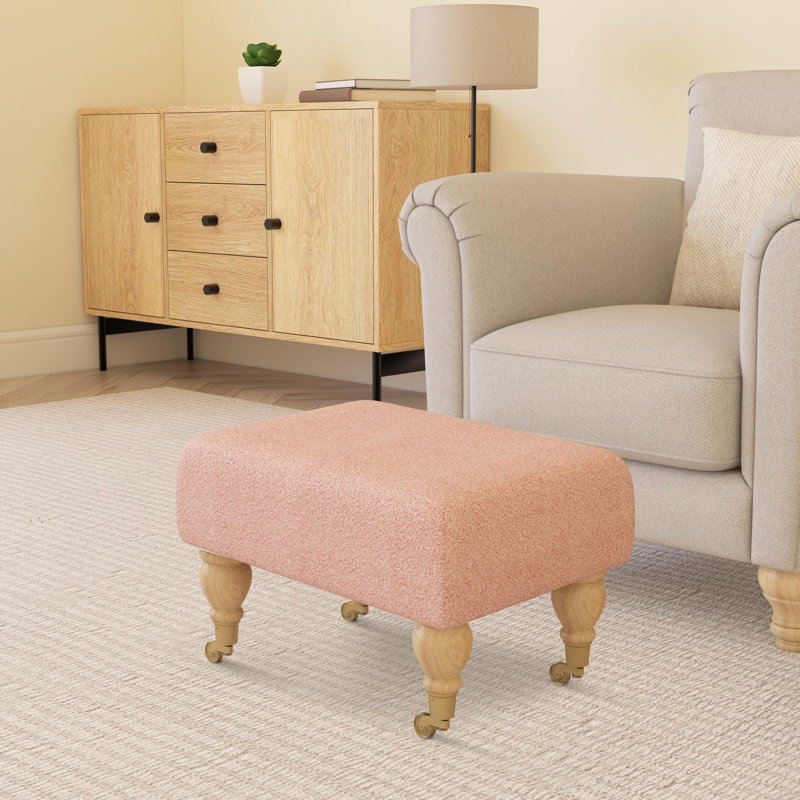Autryville Wood Caster Leg - Plush, Natural, Boucle, Pink