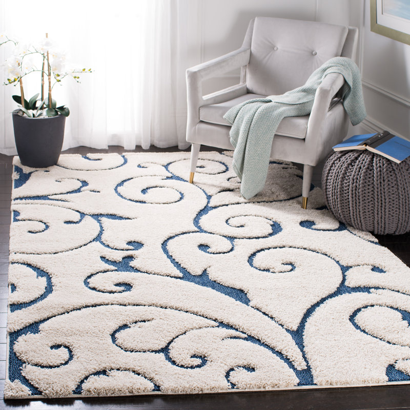 Tapis Amza, Crème/bleu, Rectangle 6 pi x 9 pi