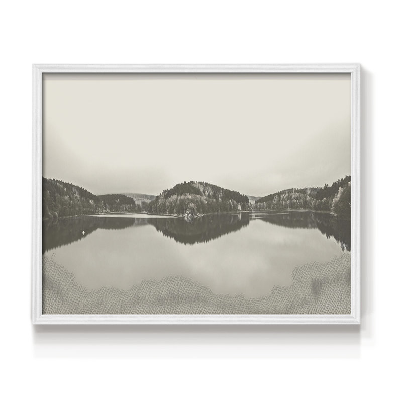 Paysages rétro-CECCXV-impression encadrée - réversible, H 11 po x l 14 po, Blanc