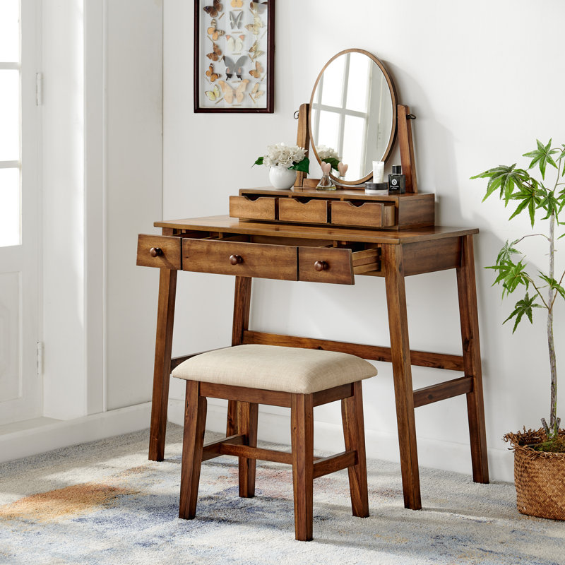 Crosstown Makeup Vanity Set with Stool