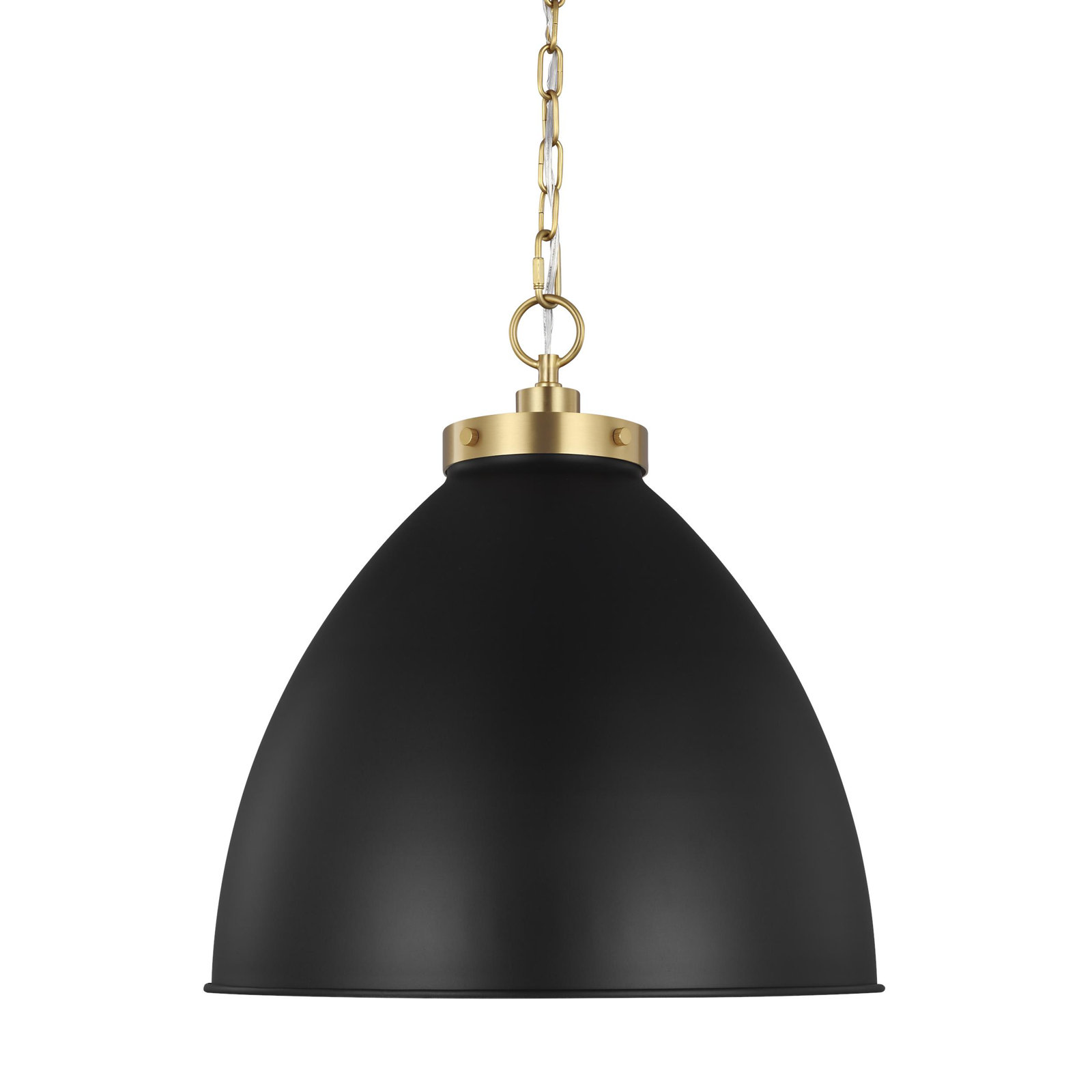 Pallini Single Light Pendant, 19.5" H x 17.5" W x 17.5" D, Midnight Black, Burnished Brass