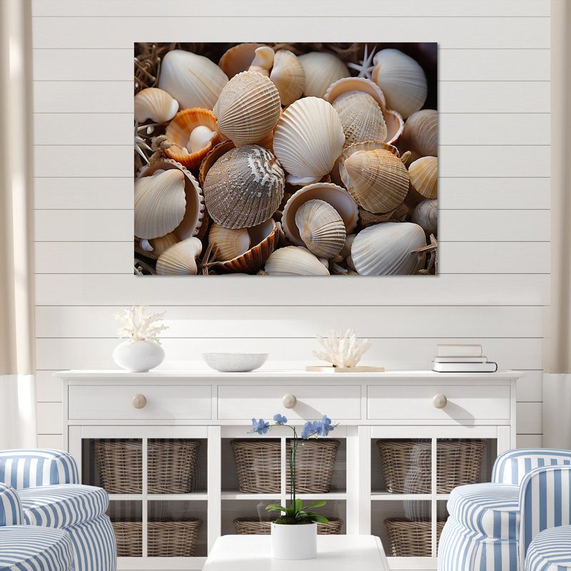 «Beach Photo Seashell Symphony IX - Nautique et plage, reproduction d'art sur toile, Toile tendue, 12" H x 20" W