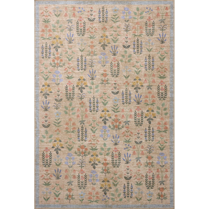 Rifle Paper Company x Loloi Edinburgh Cream / Multi  Area Rug, Rectangle 2'3" x 3'9",  Cream/Multicolor 
