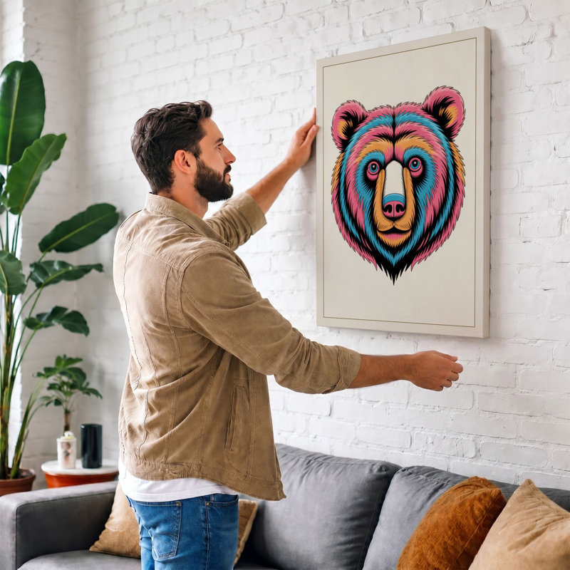 Neon Bear Modern - Print, 24x16 - 61.0 x 40.6 cm, Cream Border
