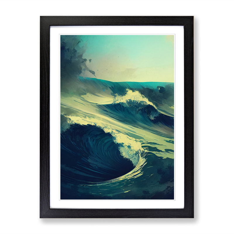 Wave Vol.1 - Single Picture Frame Painting, 64cm H x 46cm W x 2cm D, Black