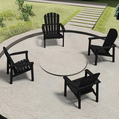 Set of 4 Stackable Adirondack Chairs – HDPE Outdoor Patio Seating, All-Weather Durable Design with Space-Saving Storage and Comfort Backrest by Rosecliff Heights