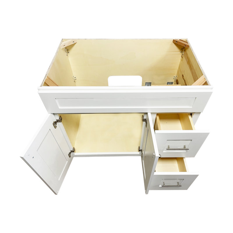 Disar 36'' Bathroom Vanity With Drawer Right Base Only, White