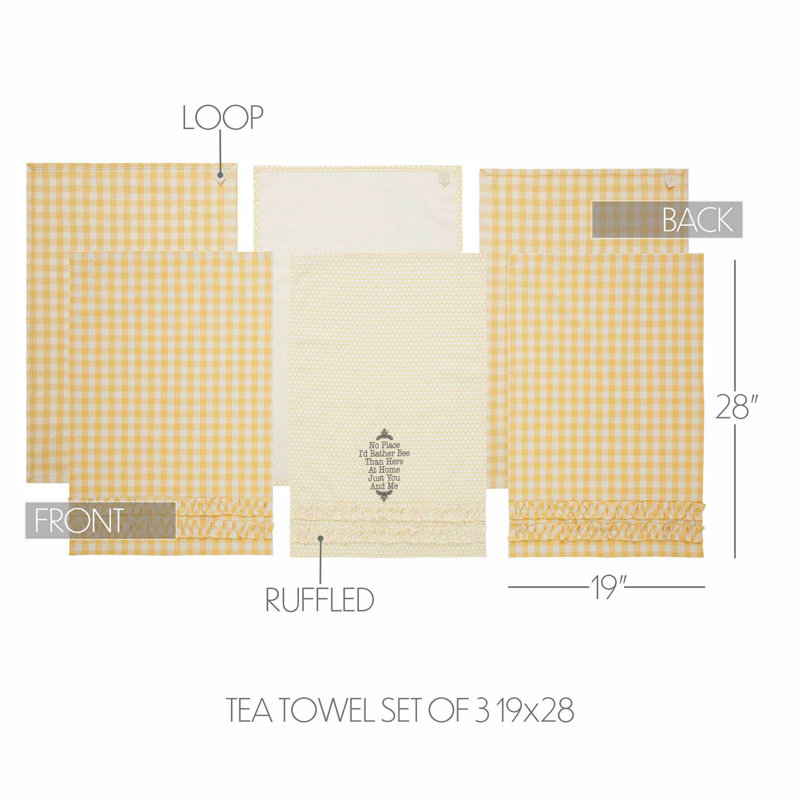 Buzzy Bees Plaid Tea Towel Kitchen Towel