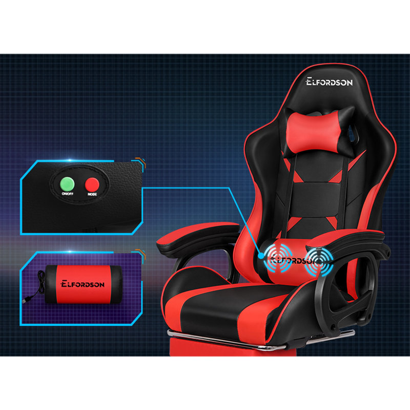 Metro Lane Gaming Chair with Headrest, Red/Black