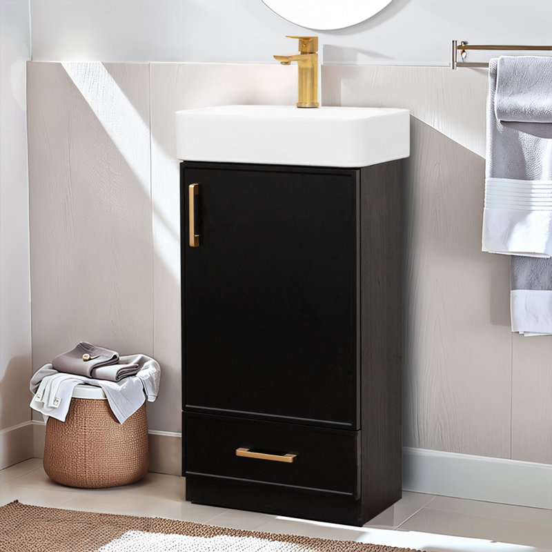 Arbutus 18'' Modern Free-standing Single Bathroom Vanity Set For Small Space, Matte Black