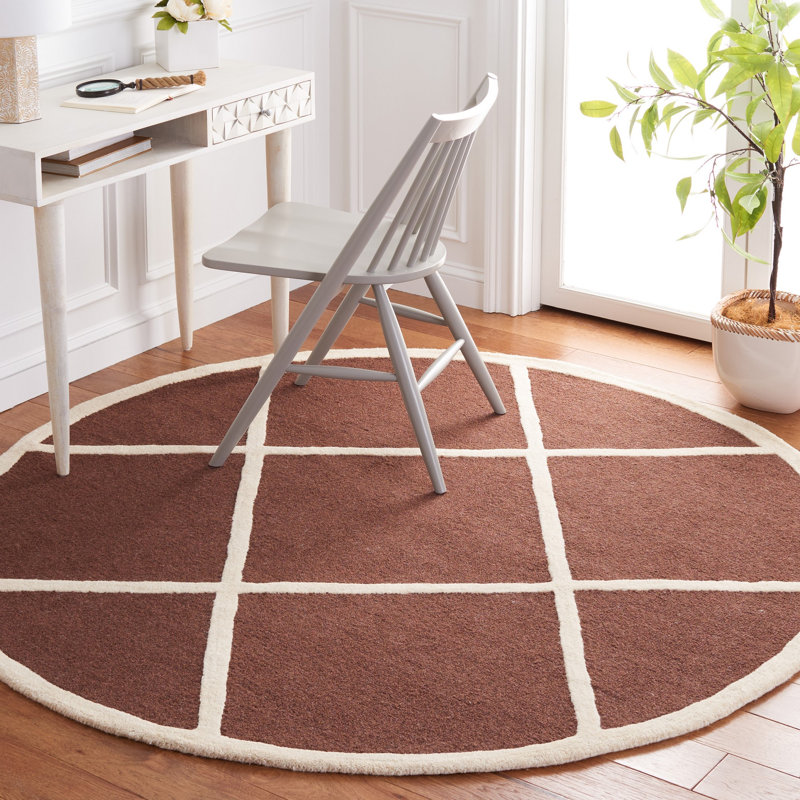 Sanyla Hand Tufted Wool Geometric Rug, Round 6'