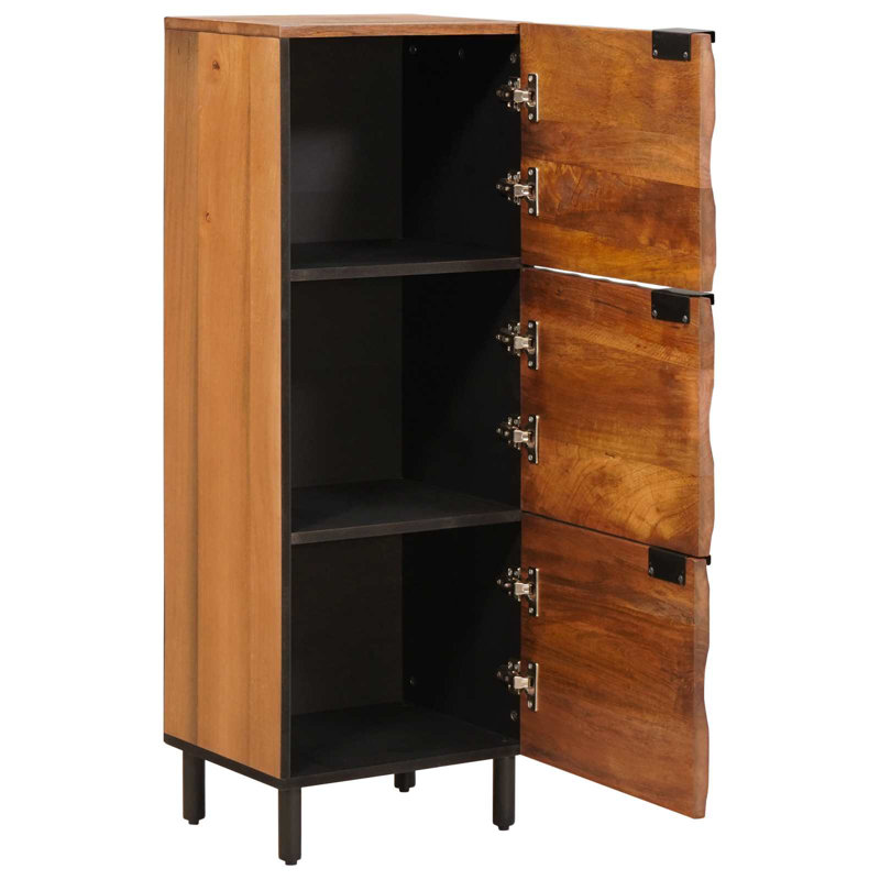 Solid Wood Rectangle Accent Cabinet, Black/Acacia Brown 