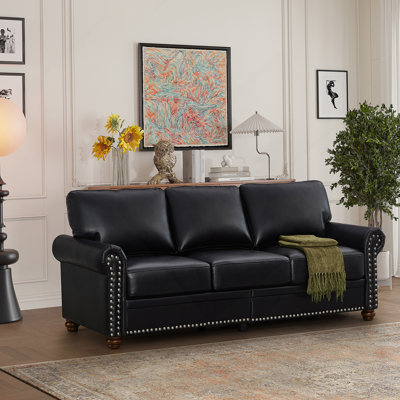 Luxueux canapé en similicuir avec rangement et sièges confortables pour la détente