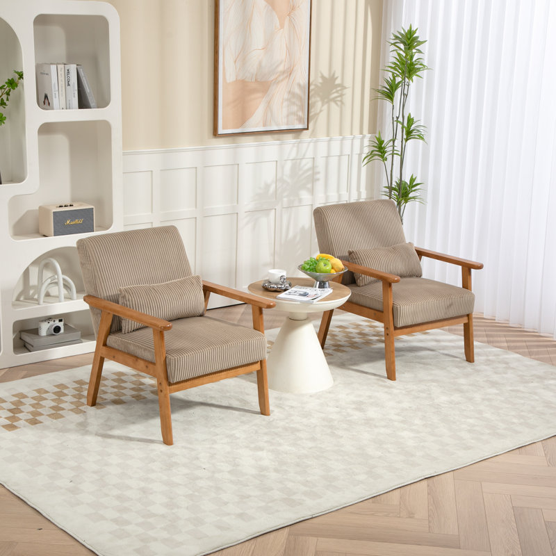 Chaise d'appoint rembourrée en tissu Shaleya, Velours côtelé chameau