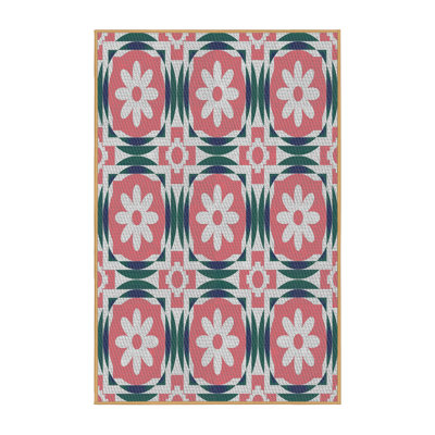 Tapis vert / rose Power Loom