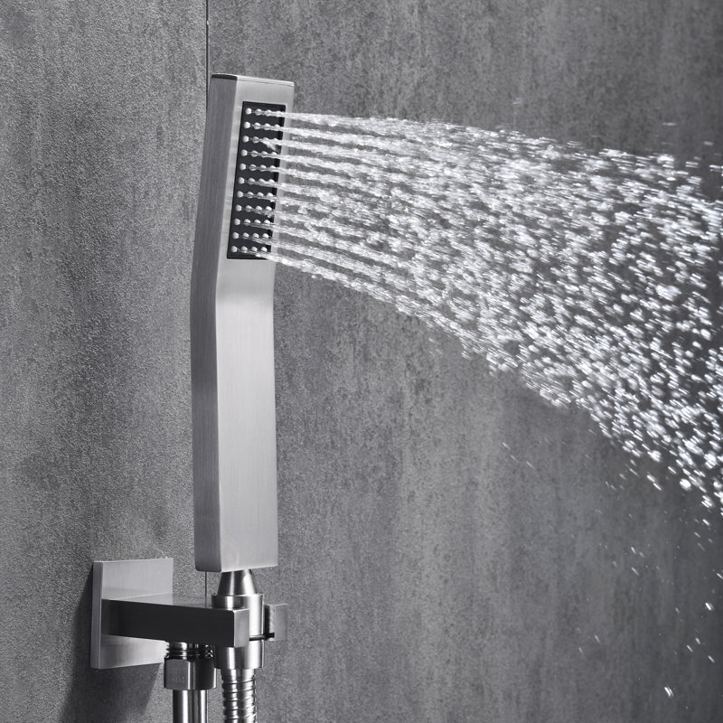 SUMERAIN Complete Shower System with Rough-in Valve, Rainfall Shower Faucet with Hand Shower, Brushed Nickel