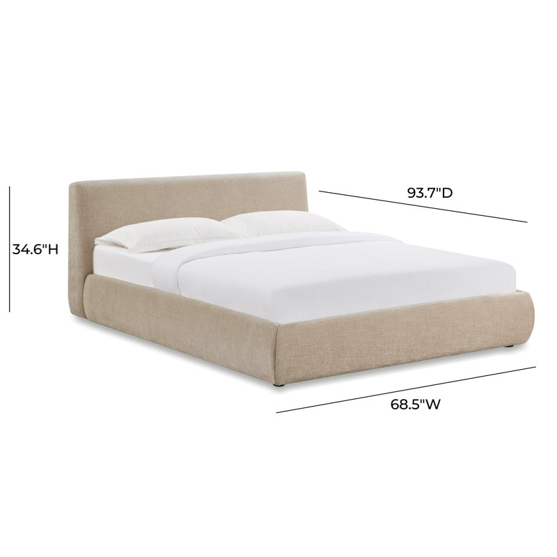 Lit en velours taupe texturé, Grand, Taupe
