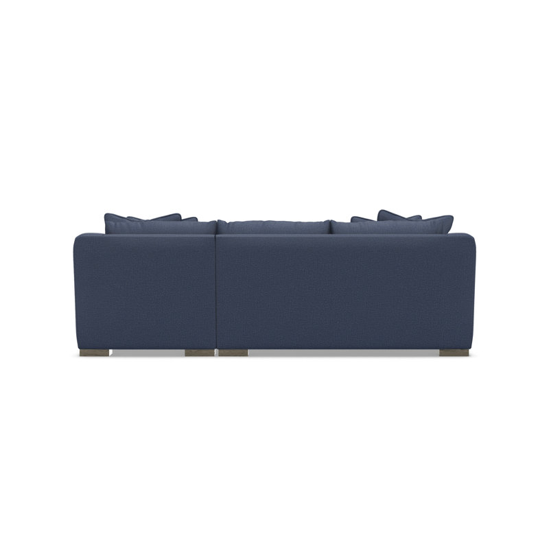 Chaise Sectional, Blue Polyester, 35" H x  105" W x 63.5" D, Right Hand Facing