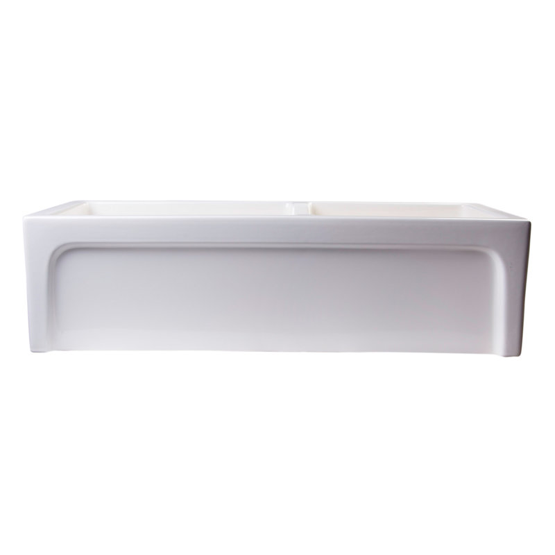 36'' L Double Bowl Fireclay Kitchen Sink, Biscuit