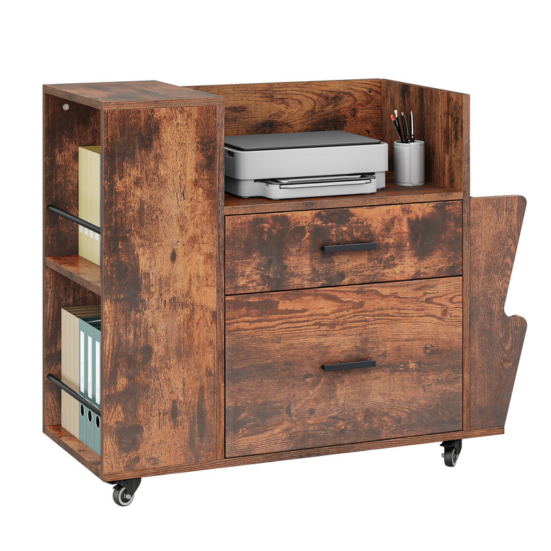 81cm Wide 2 -Drawer Mobile File Cabinet, Brown