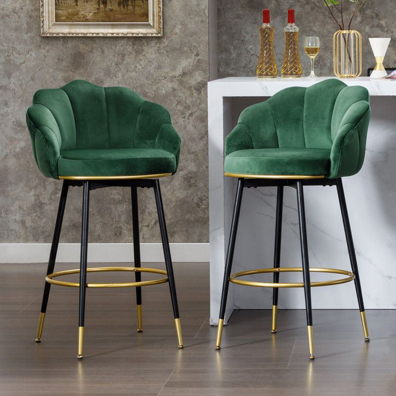 Tabouret de bar rotatif 29 po Olvina, Vert