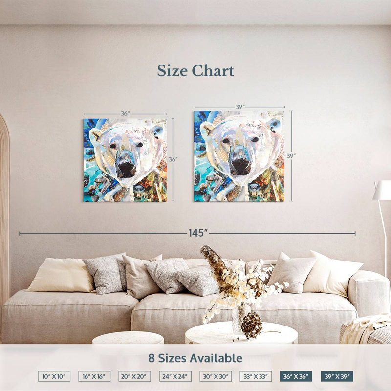 Brampt Polar Bear Collage, 36" H x 36" W