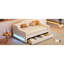 Beige Upholstered Twin Xl Daybed With Led Belt, 2 Drawers, And Frame For Rustic Home Linen Lighting, Wood Relaxing Bedroom