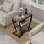 Table de bout étroite, canapé à 3 niveaux avec tablette de rangement, table de chevet en bois et métal pour le salon, brun rustique