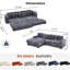 Canapé modulaire en L surdimensionné surdimensionné, tissu en velours côtelé, repose-pieds amélioré, porte-gobelets, coussins décoratifs, convertible en lit: 107,46 po avec repose-pieds mobile, poche latérale, 8 en gris foncé-2095630843