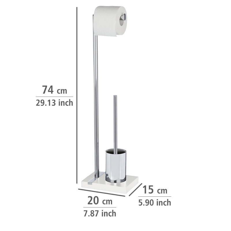 Noble Freestanding Toilet Roll and Brush Holder, White