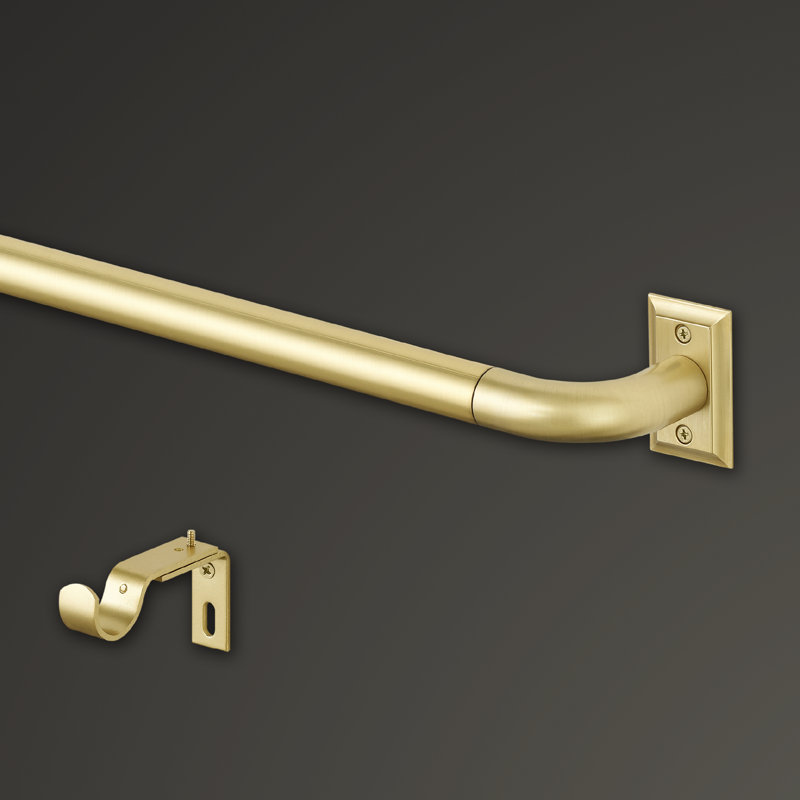 Brushed Gold Adjustable Steel Blackout Curtain Rod Set