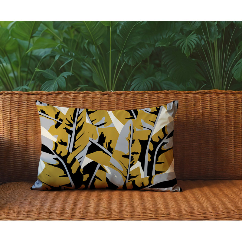 Oreiller rectangulaire intérieur / extérieur Fino, Noir, Rectangle H 18 po x l 25 po