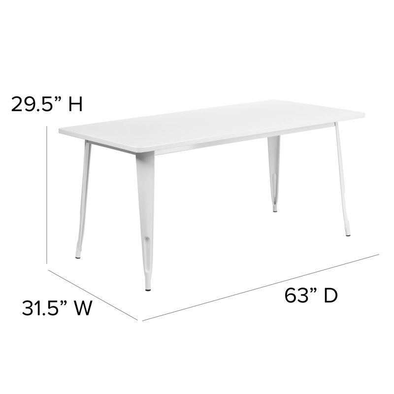 Commercial Grade Rectangular Metal Indoor-Outdoor Table, Red