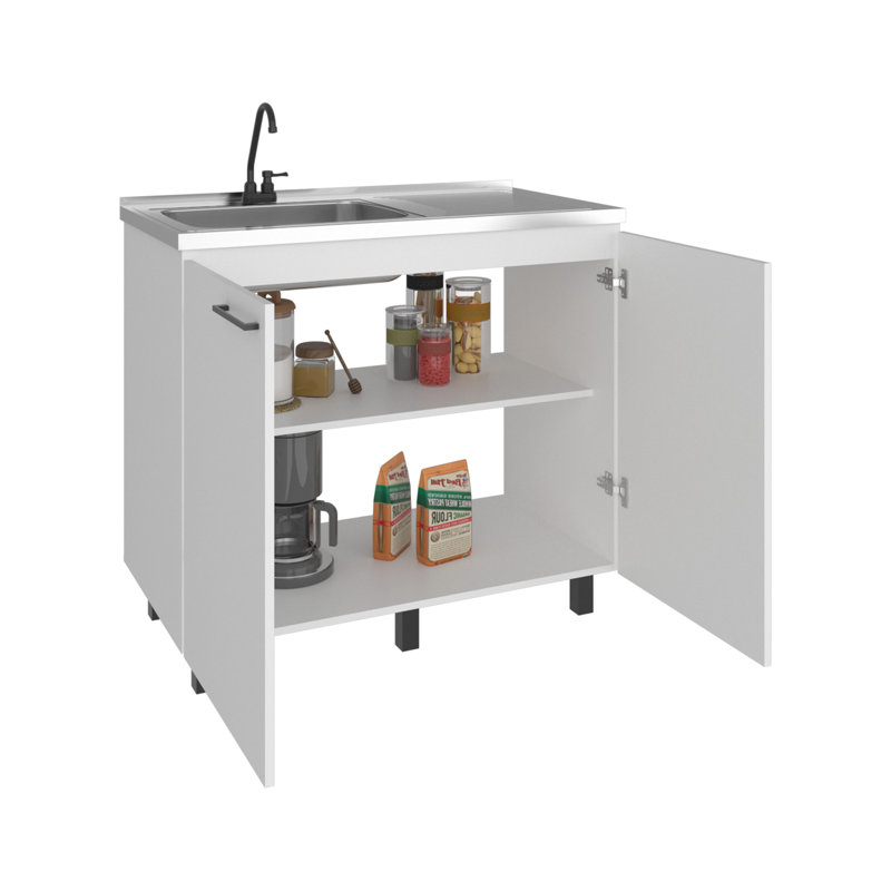 Napoles Utility Sink Complete With Faucet Included, Freestanding Base With Legs, Laundry Tub With Deep Stainless Steel Basin, Modern Multi-Purpose Sink For Kitchen, Laundry Or Utility Room