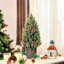 Mini sapin de Noël floqué avec pommes de pin enneigées et décorations de baies décoratives