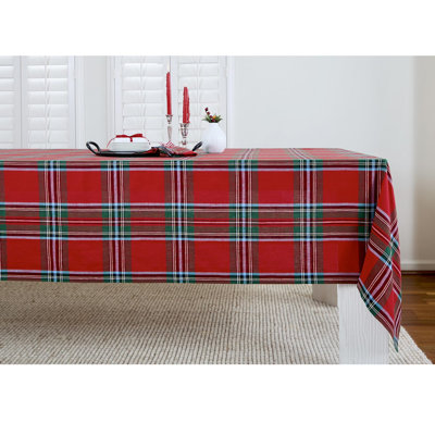 Madras Holiday Plaid - 100% Pure Linen Tablecloth
