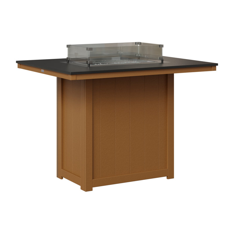 Foyer de table berlinois Donoma, Plateau martelé noir avec base en cèdre, H 39 po x l 41 po x P 54 po