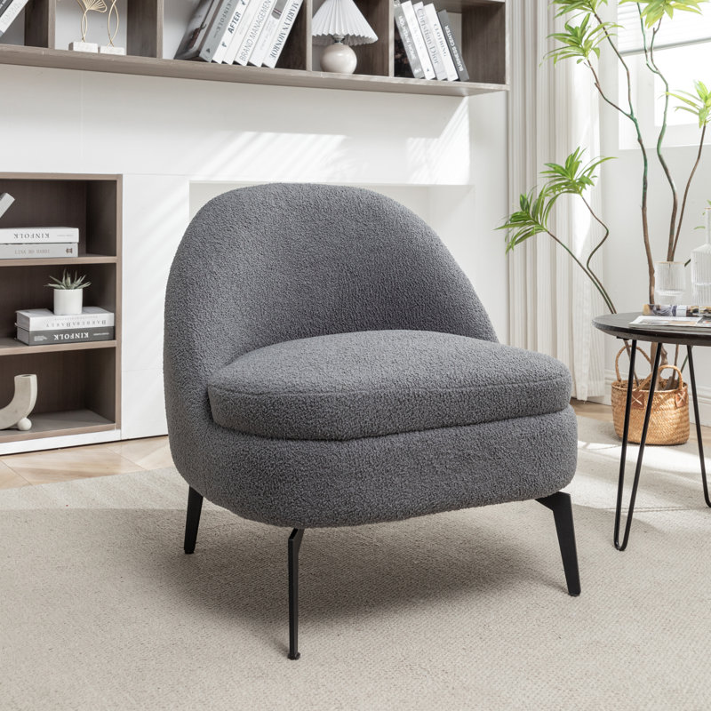 Fauteuil demi-tonneau rembourré Bula, Polyester gris