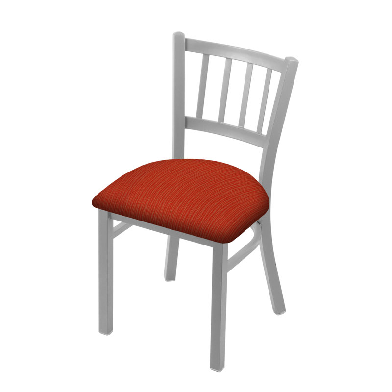 Chaise Contessa 610, Tissu graphique rubis, Nickel anodisé