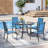 5 Piece Patio Dining Set, Outdoor Dining Table And Chairs Set For 4, 4 PVC-coated polyester Chairs, 1 Iron Round Table With Adjustable Umbrella Hole, Patio Furniture Set For Deck, Backyard, Lawn, Poolside-109691561